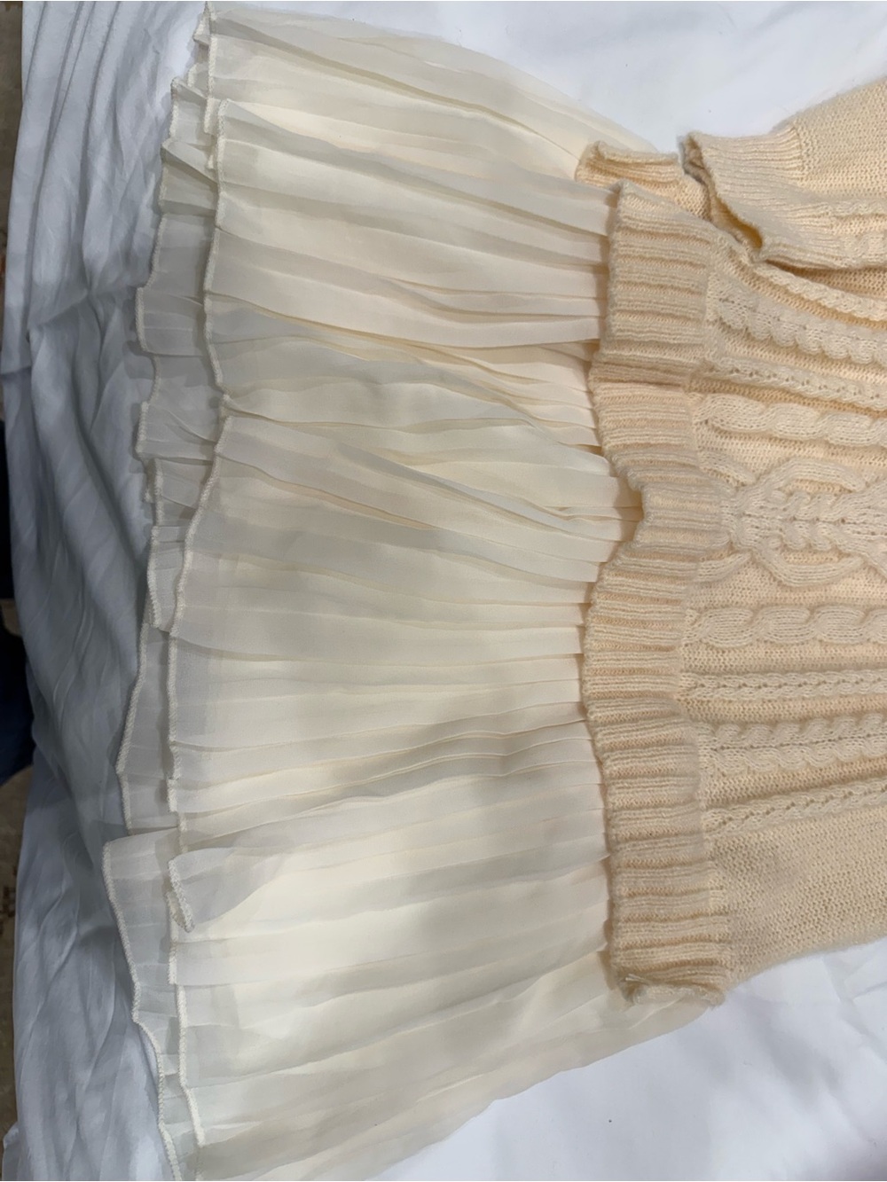 Cream Cable Knit Long Sleeve Dress - Picture 5 of 6